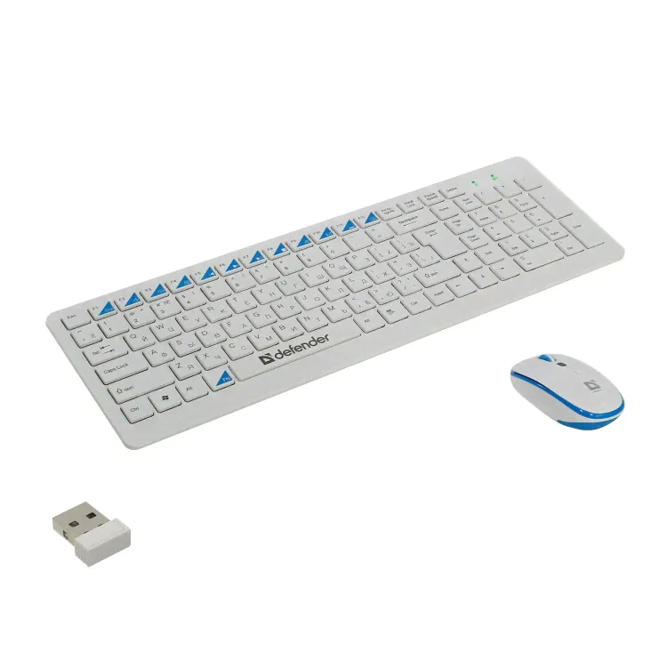 Набор клавиатура+мышь Defender Skyline 895 Nano, беспроводной, USB, белый (45895)-0