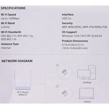 Адаптер беспроводной связи Mercusys <MW150US> N150 Wireless Nano USB Adapter (802.11b/­g/­n, 150Mbps)