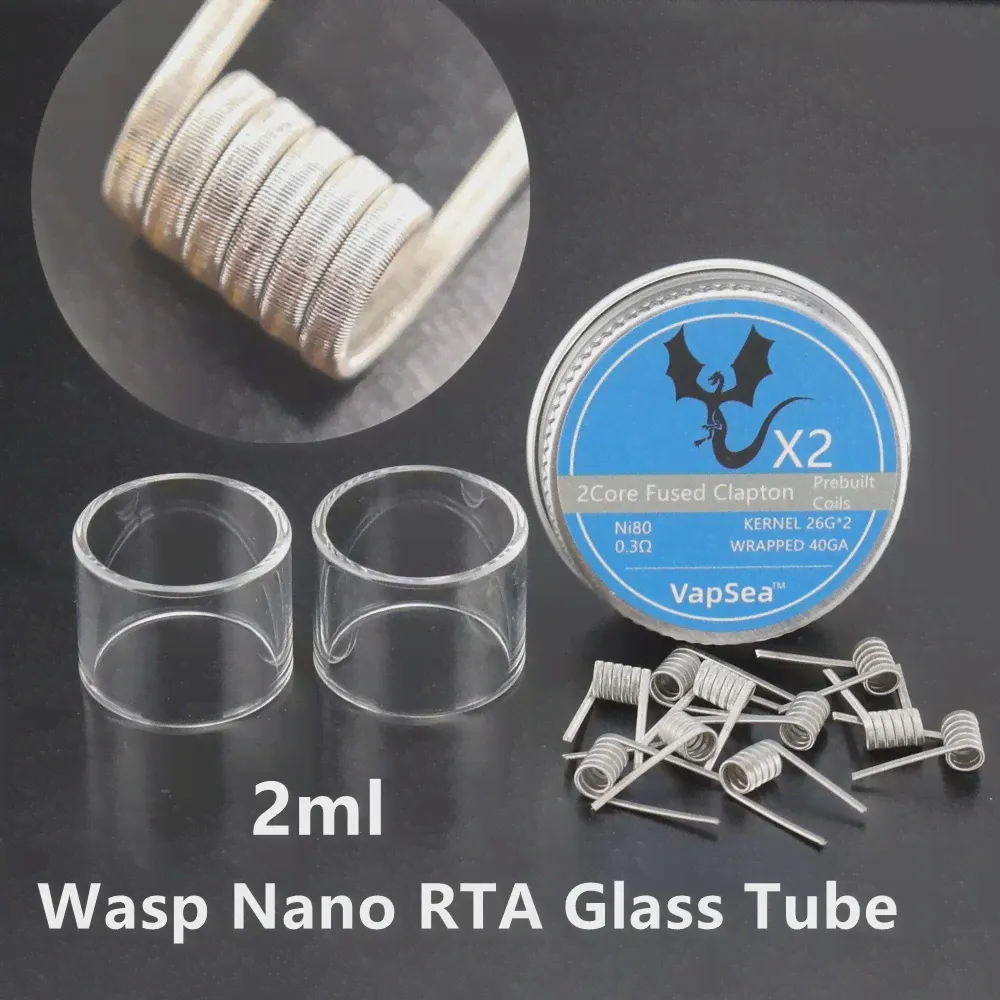 Wasp Nano RTA RDA 2 мл Прозрачный пузырьковый стеклянный мертвой кролик V2 распылитель с Плавленым Клэптоном Ni80 (art.: 3920b9cc1efec)